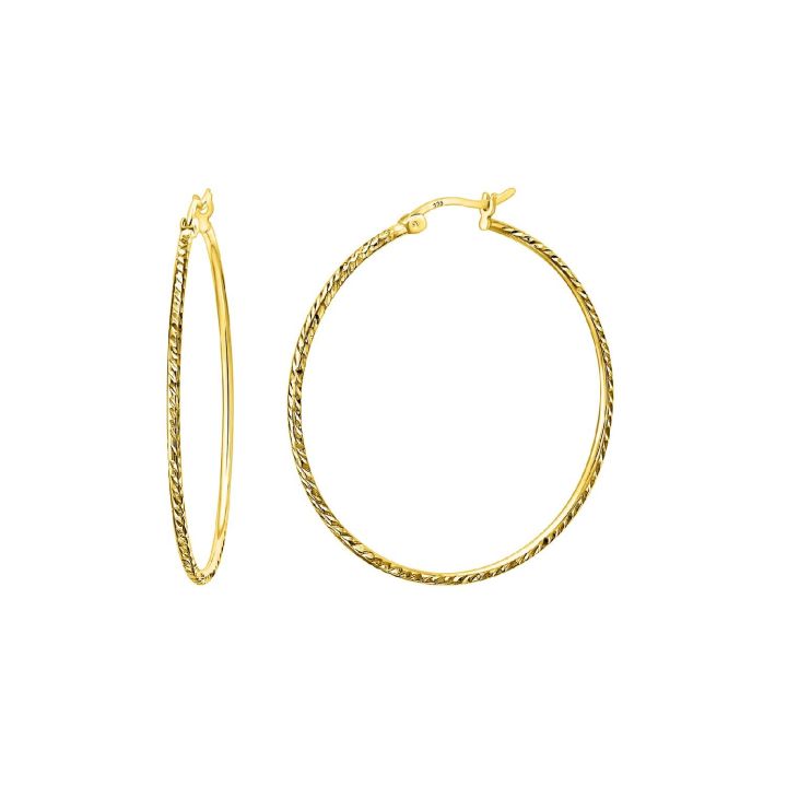Mantra Gold Plated 35mm Twist Hoop Earrings