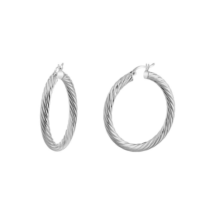 Mantra Silver 20mm Rope Hoop Earrings