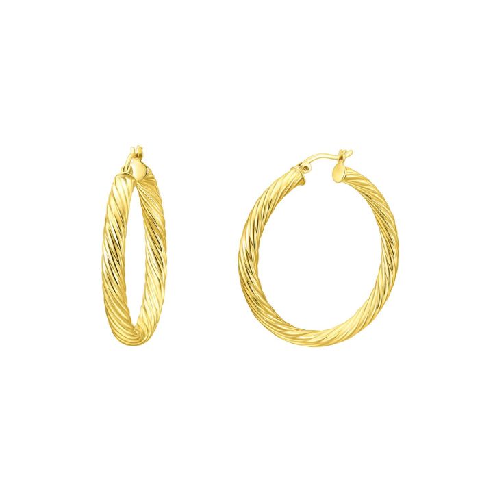 Mantra Gold Plated 20mm Rope Hoop Earrings