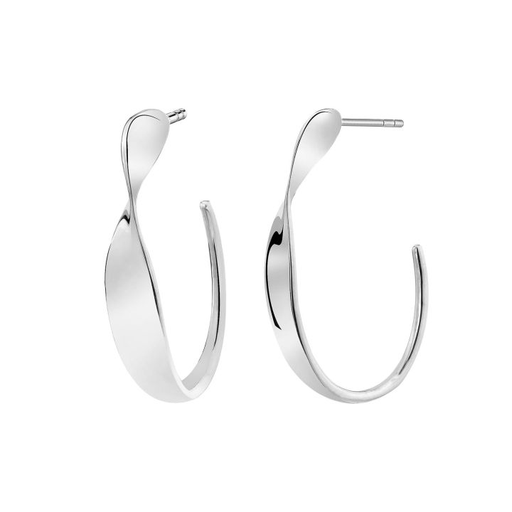 Mantra Silver Twist Hoop Earrings