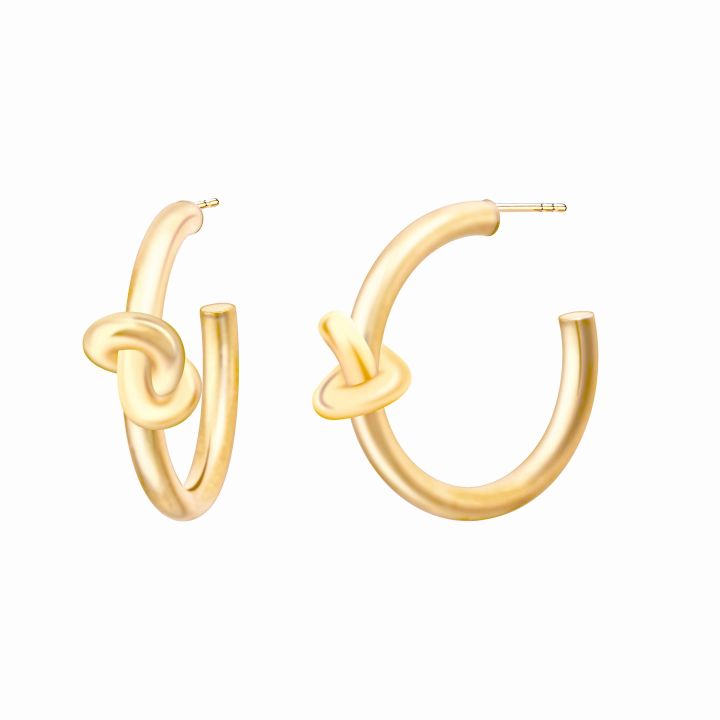 Mantra Gold Plated Knot Hoop Earrings