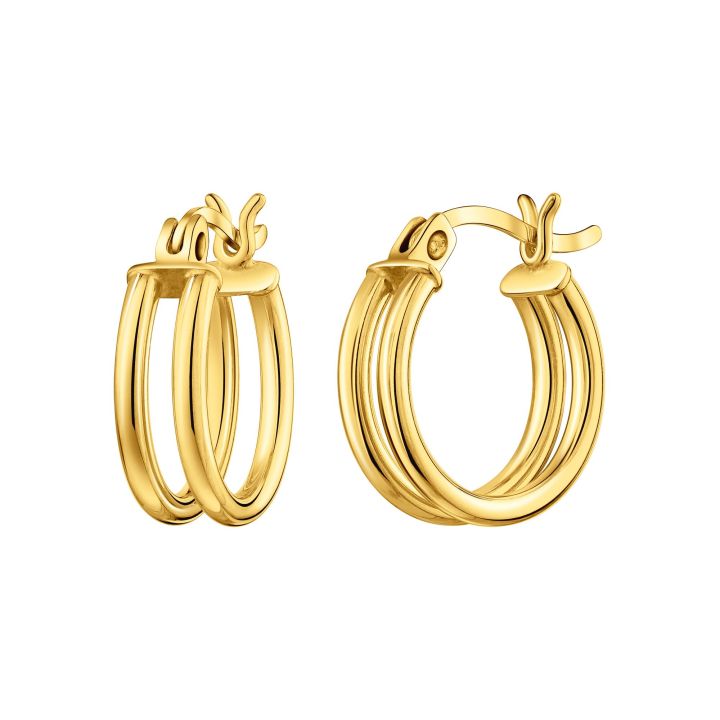 Mantra Gold Plated Double Hoop Earrings