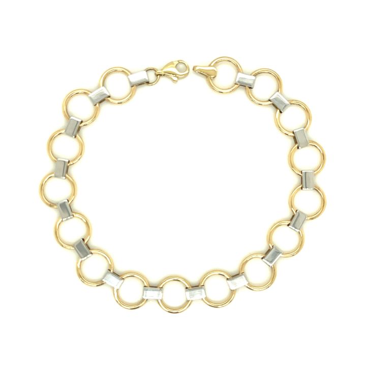 9ct Yellow & White Gold Open Circle Bracelet