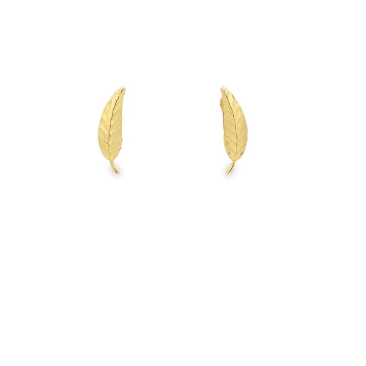 9ct Yellow Gold Feather Stud Earrings