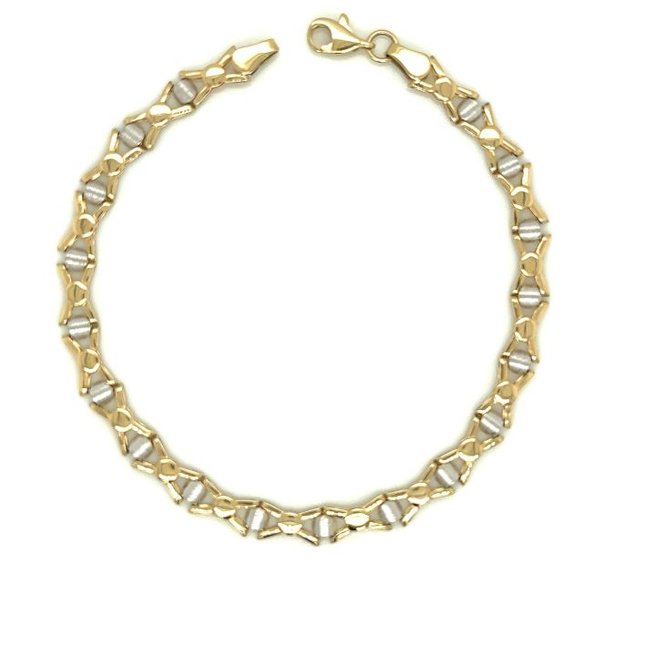 9ct Yellow & White Gold Bow Link Bracelet