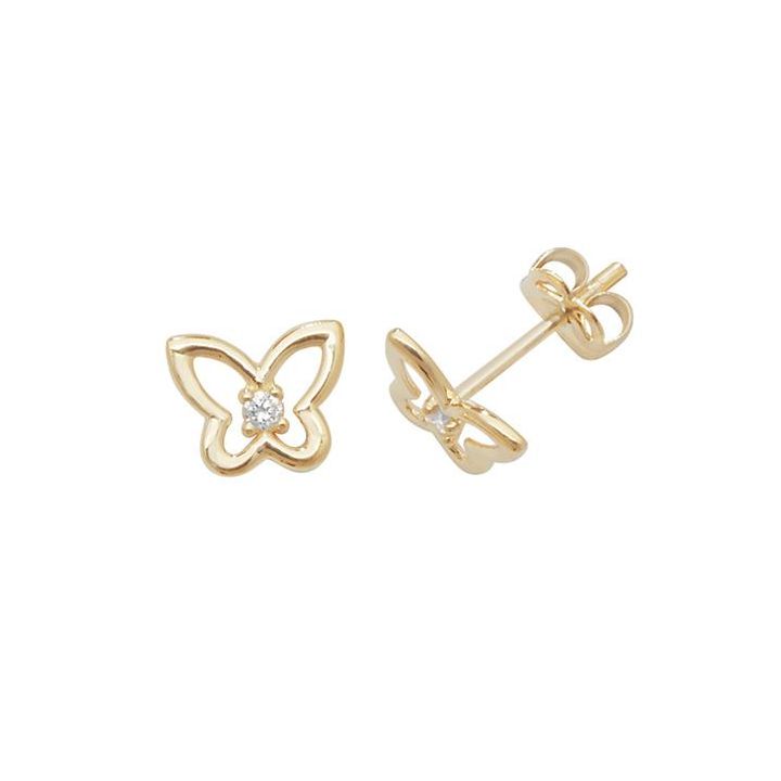 9ct Yellow Gold Butterfly Stud Earrings