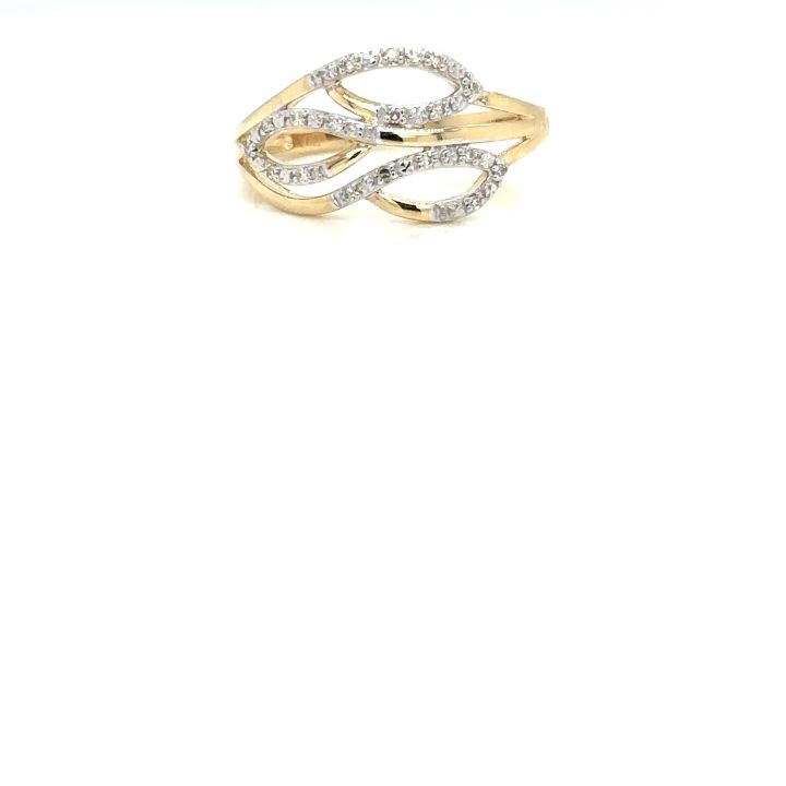 9ct Yellow Gold Pave Diamond Open Dress Ring
