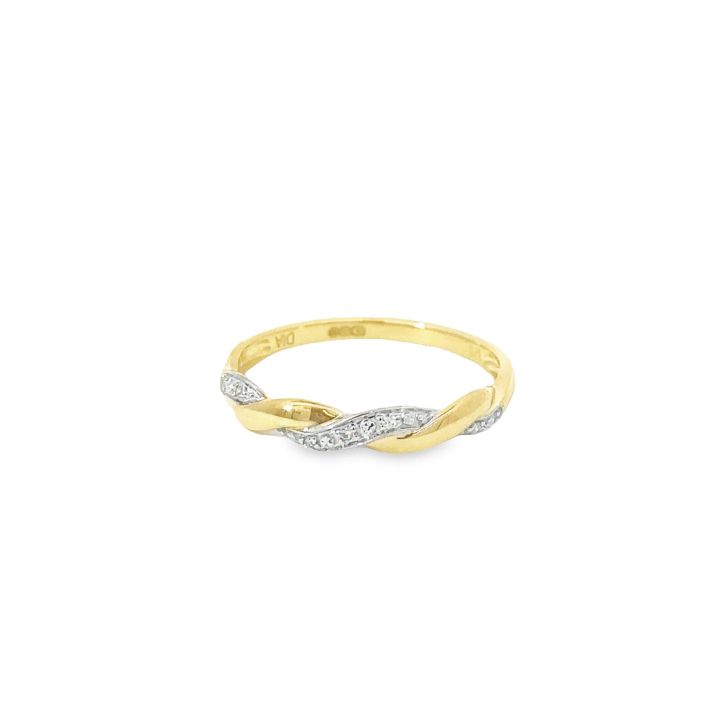 9ct Yellow Gold Twist Diamond Set Band Ring