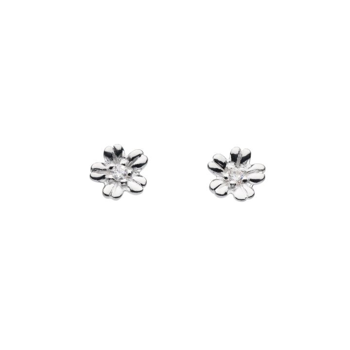 Dew Silver Flower Stud Earrings