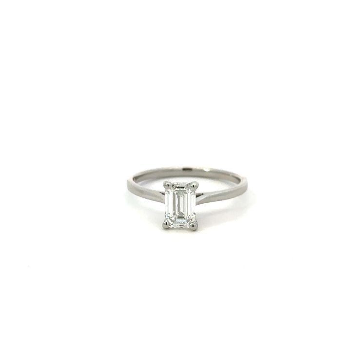 Platinum 1.0ct Emerald Cut Lab Grown Diamond Ring