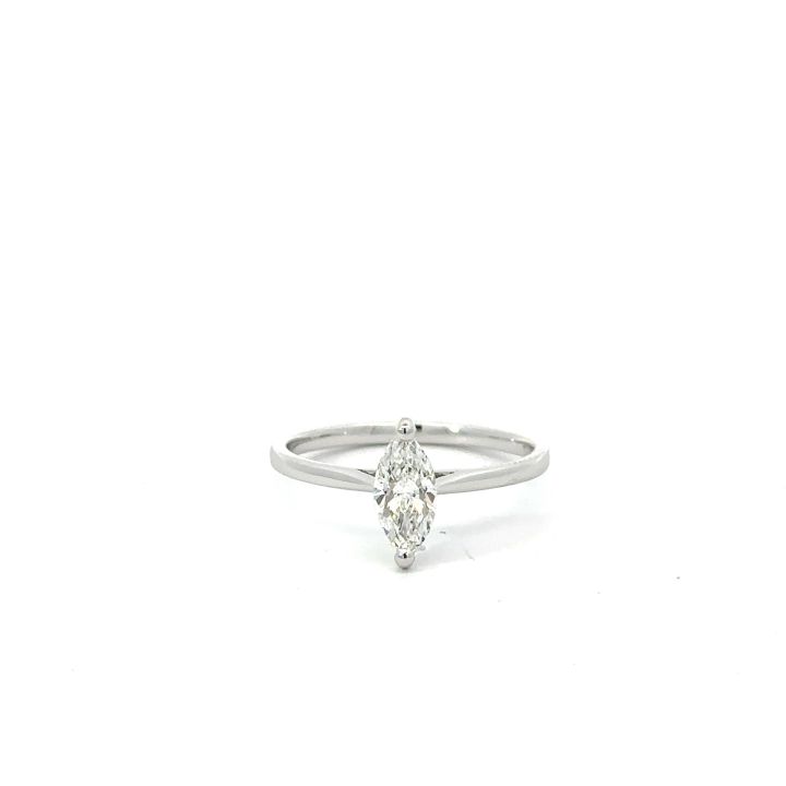 9ct White Gold 0.51ct Marquise Lab Grown Diamond Ring