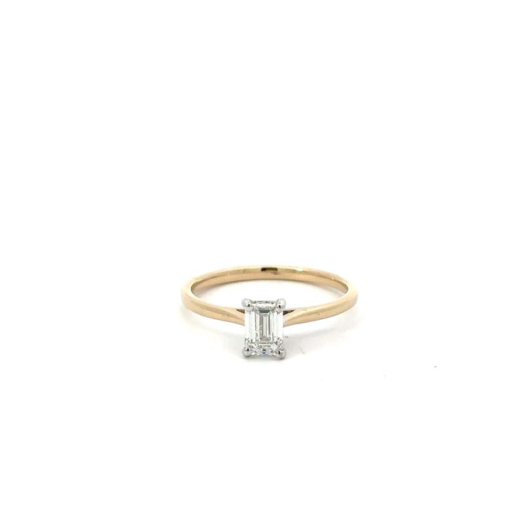 9ct Yellow Gold 0.54ct Lab Grown Emerald Cut Diamond Ring