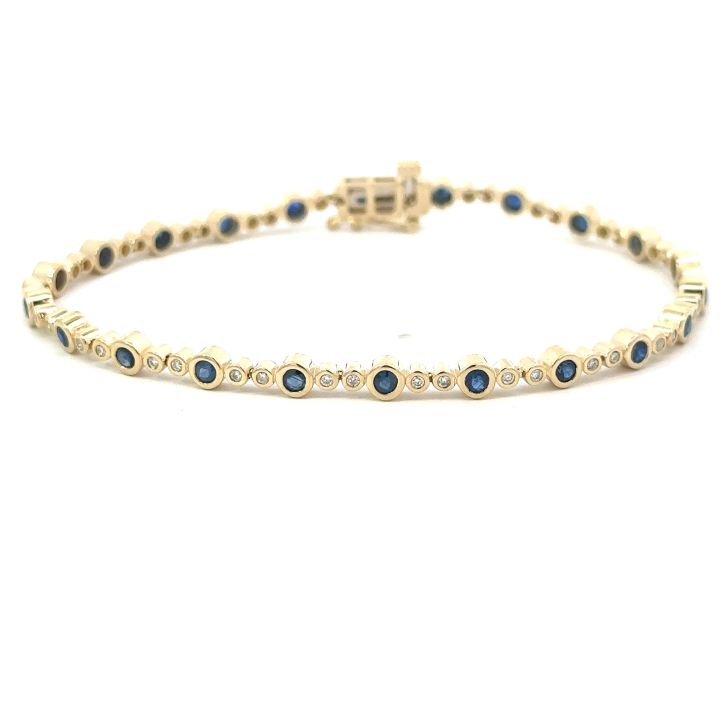 9ct Yellow Gold Sapphire & Diamond Bracelet