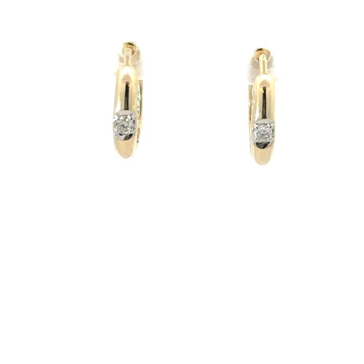 9ct Yellow Gold Diamond Huggie Earrings