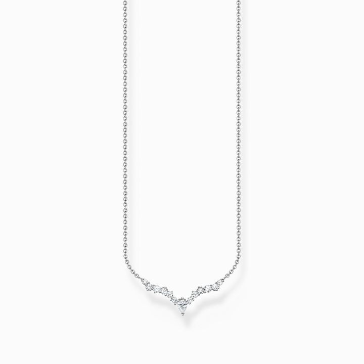 Thomas Sabo Sterling Silver Curved Cubic Zirconia Necklace
