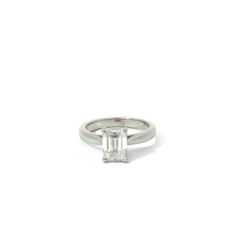 Platinum Lab Grown Emerald Cut Diamond Ring