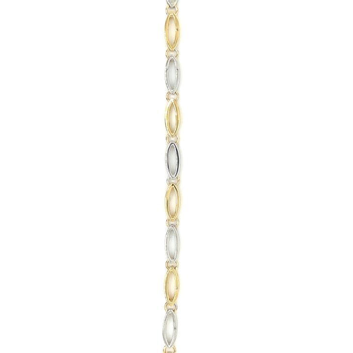 9ct Yellow & White Gold Marquise Link Bracelet