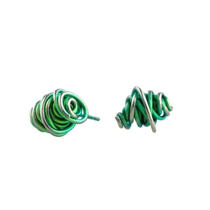 Ti2 Titanium Green Chaos Stud Earrings