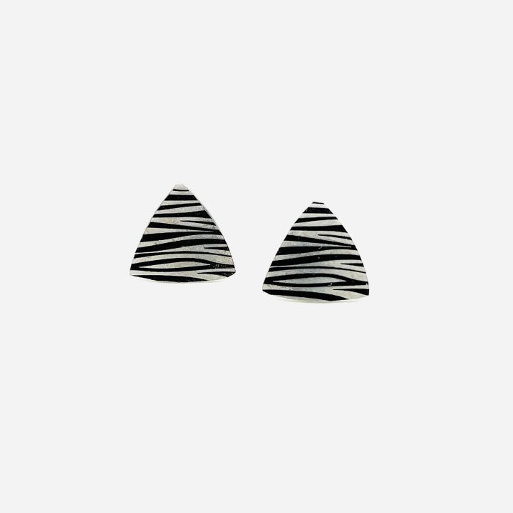 Ti2 Titanium Zebra Trillion Stud Earrings