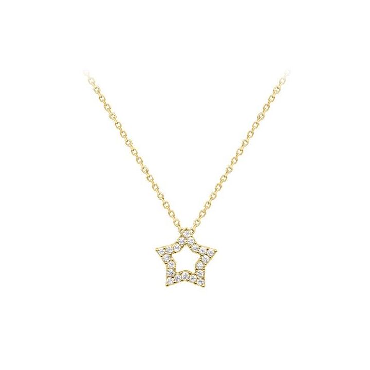 9ct Yellow Gold Open Star Cubic Zirconia Necklace