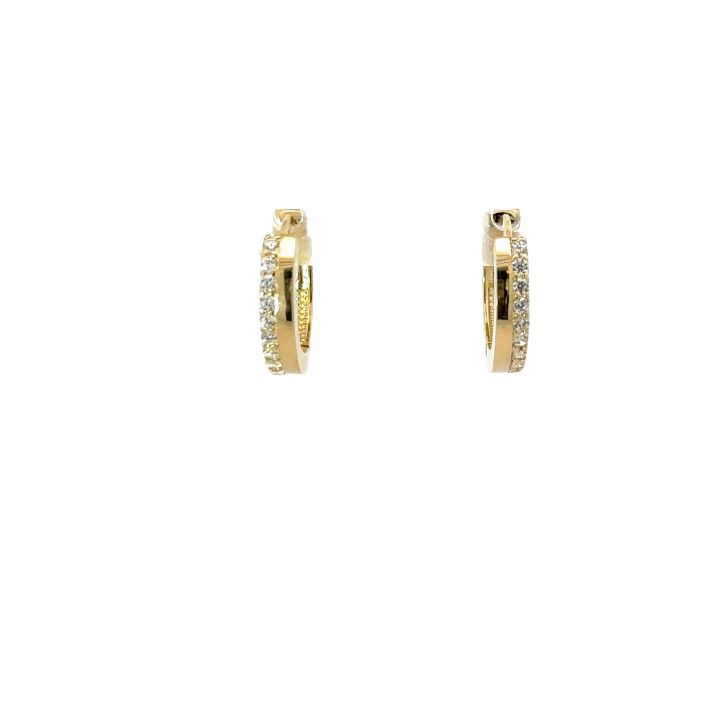 9ct Yellow Gold Half & Half Cubic Zirconia Huggie Earrings