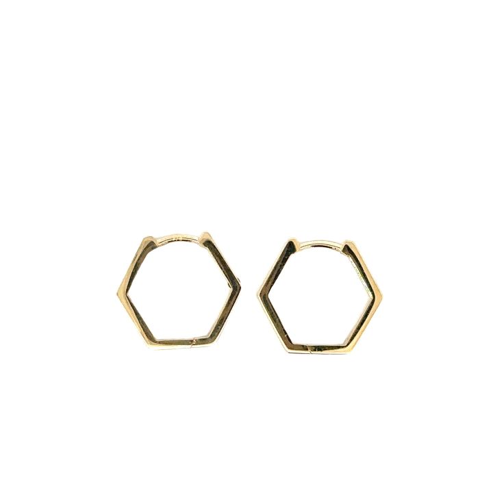 9ct Yellow Gold Pentagon Huggie Earrings