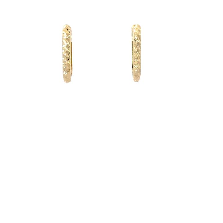 9ct Yellow Gold Diamond Cut Rectangular Huggie Earrings