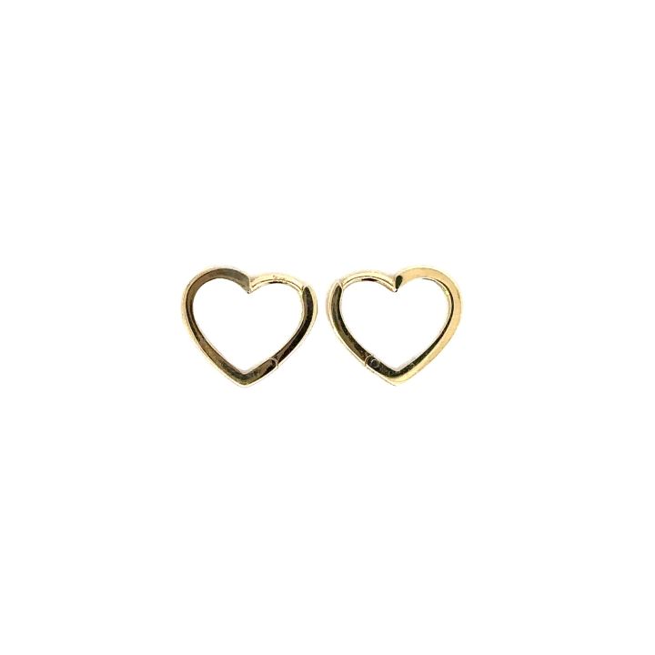 9ct Yellow Gold Heart Huggie Earrings