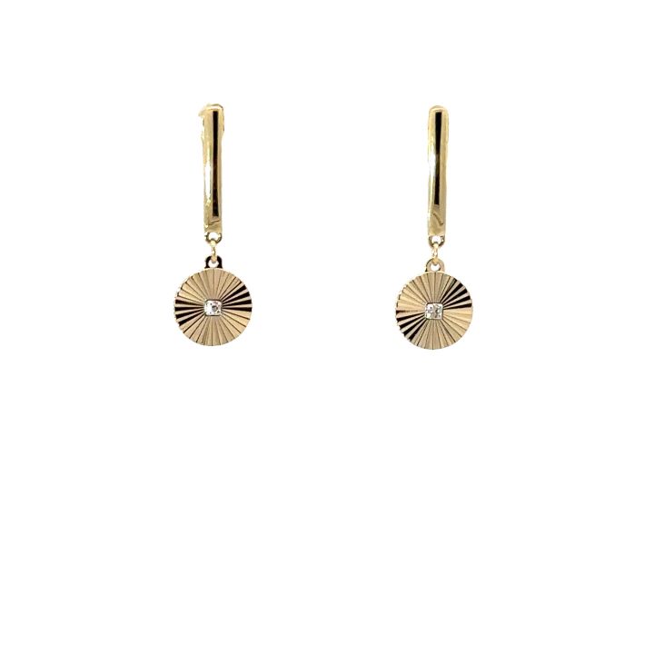 9ct Yellow Gold Sunburst Diamond Drop Earrings