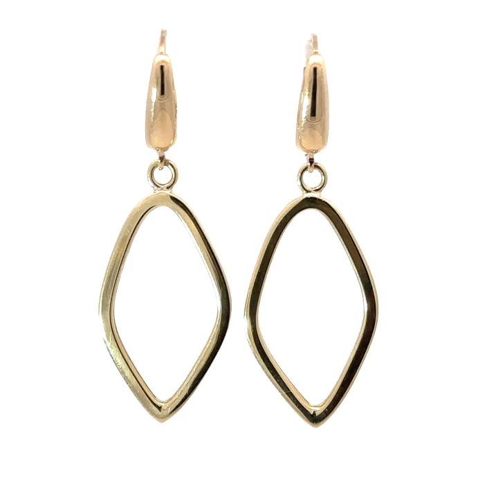 9ct Yellow Gold Open Marquise Drop Earrings