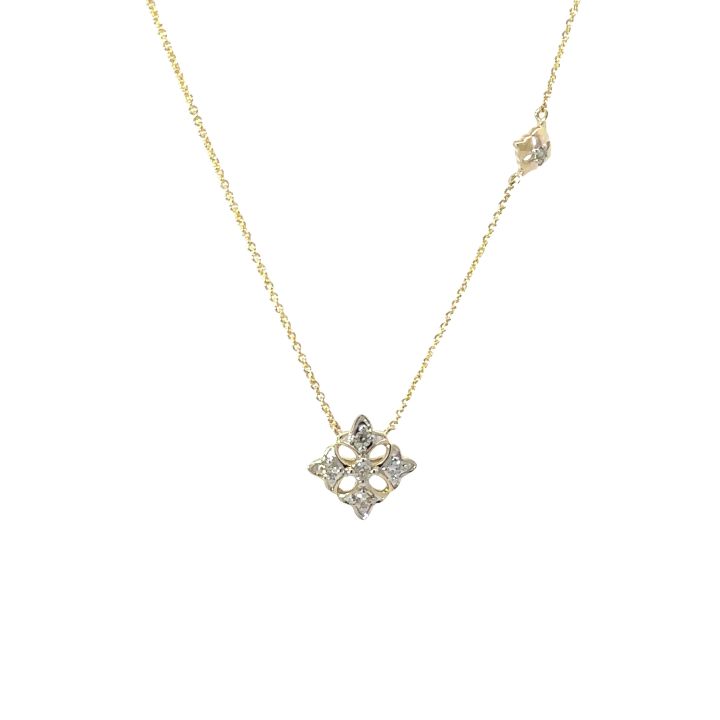 9ct Yellow Gold Fleur Diamond Set Necklace
