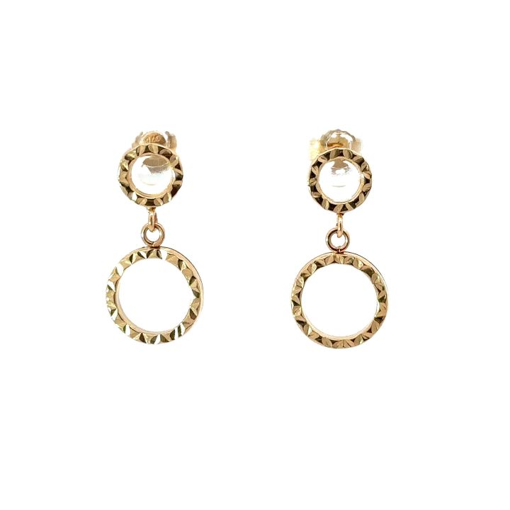 9ct Yellow Gold Diamond Cut Double Open Circle Earrings