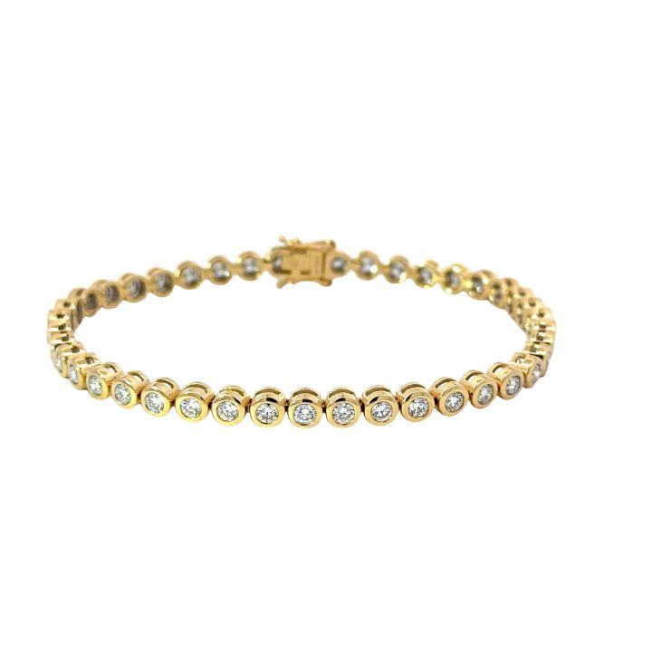 18ct Yellow Gold 3ct Diamond Rub Over Set Bracelet