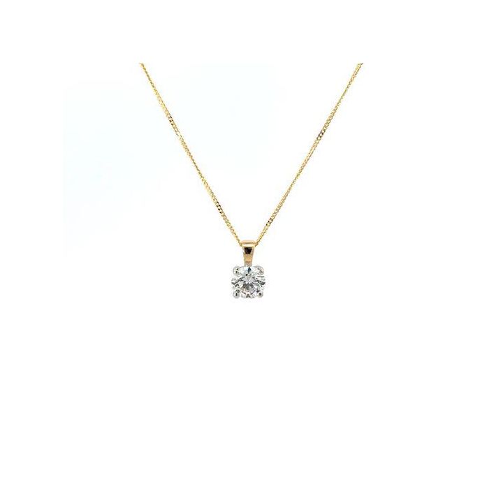 18ct Yellow & White Gold 0.70ct Round Lab Grown Diamond Pendant