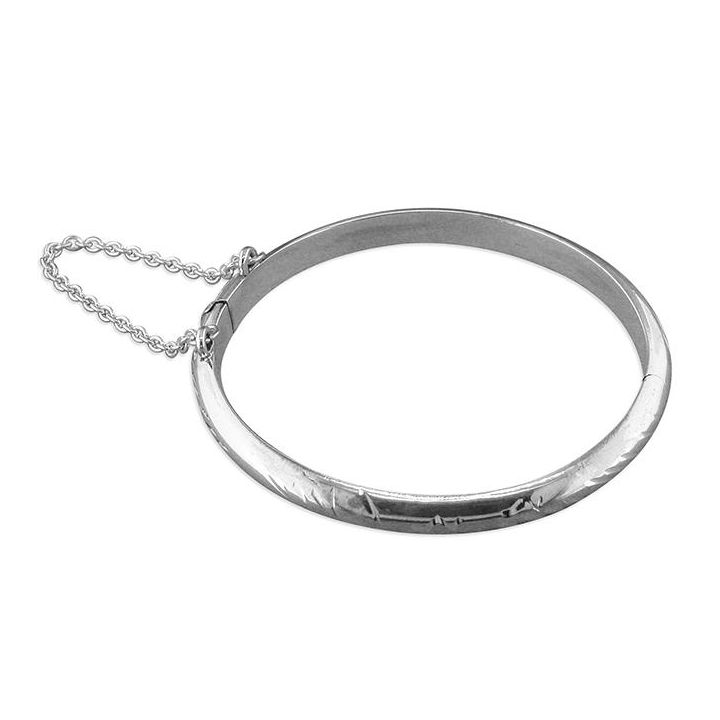 Sterling Silver Engraved Baby Bangle