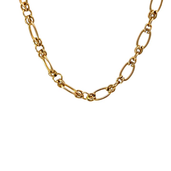 Pre Owned 9ct Yellow Gold Oval & Twist Link Chain