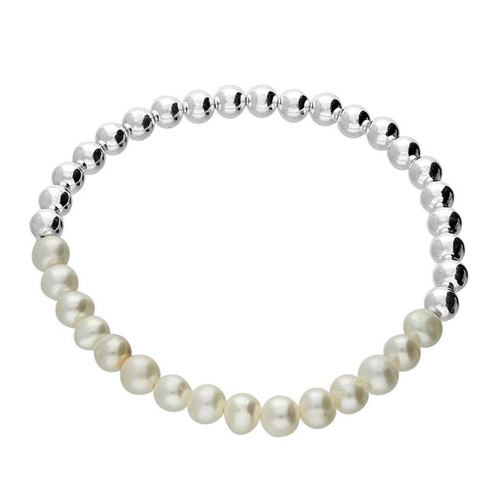 Sterling Silver Freshwater Pearl & Bead Bracelet