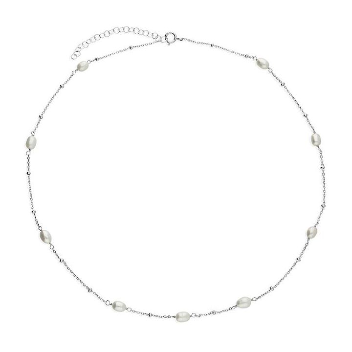 Sterling Silver Freshwater Pearl Station Necklace