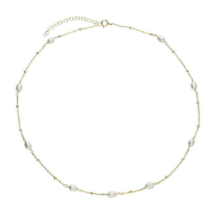 Yellow Gold Plated Freshwater Pearl Station Necklace