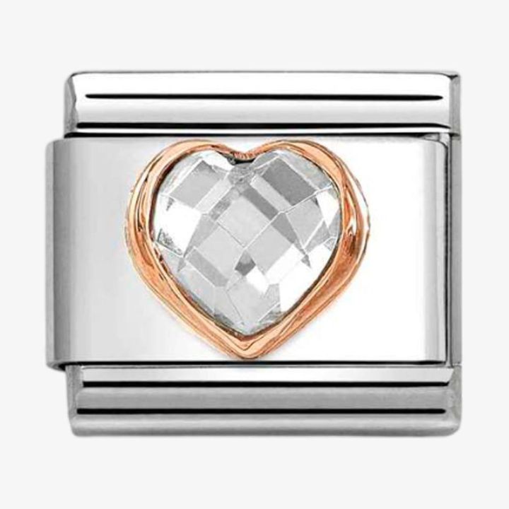 Nomination Classic Rose Gold Cubic Zirconia Heart Charm