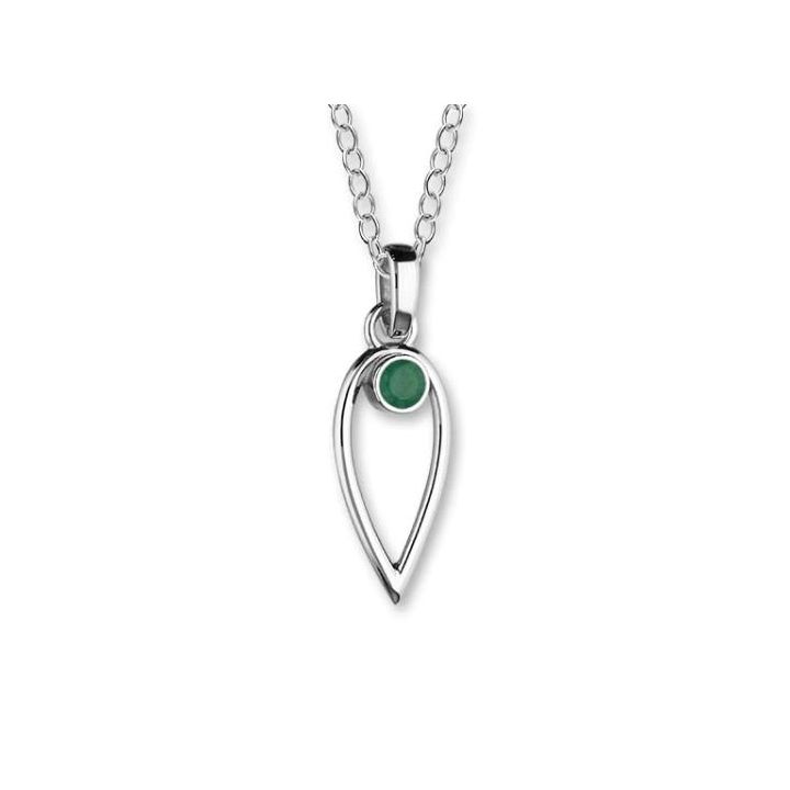 Ortak Sterling Silver Emerald Teardrop Pendant