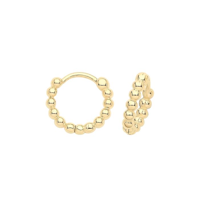 9ct Yellow Gold Bobble Huggie Earrings