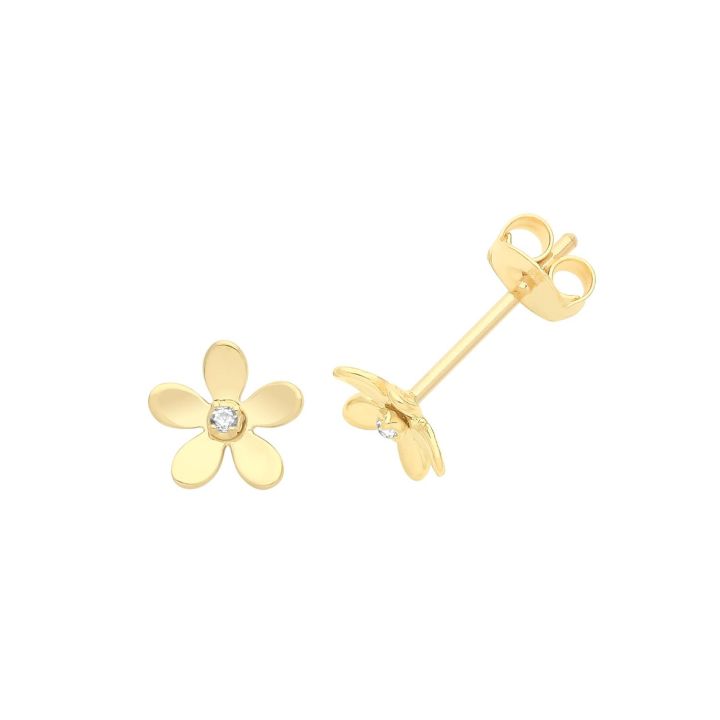 9ct Yellow Gold Flower Stud Earrings