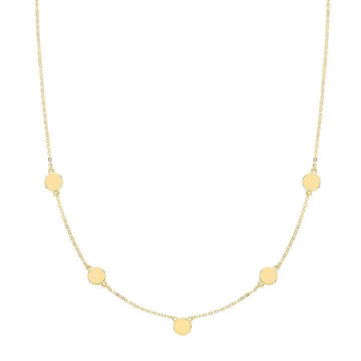 9ct Yellow Gold Disc Station Necklace