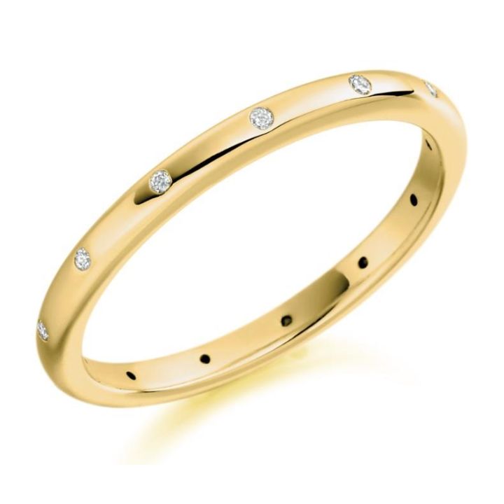 18ct Yellow Gold Flush Set Diamond Wedding Ring