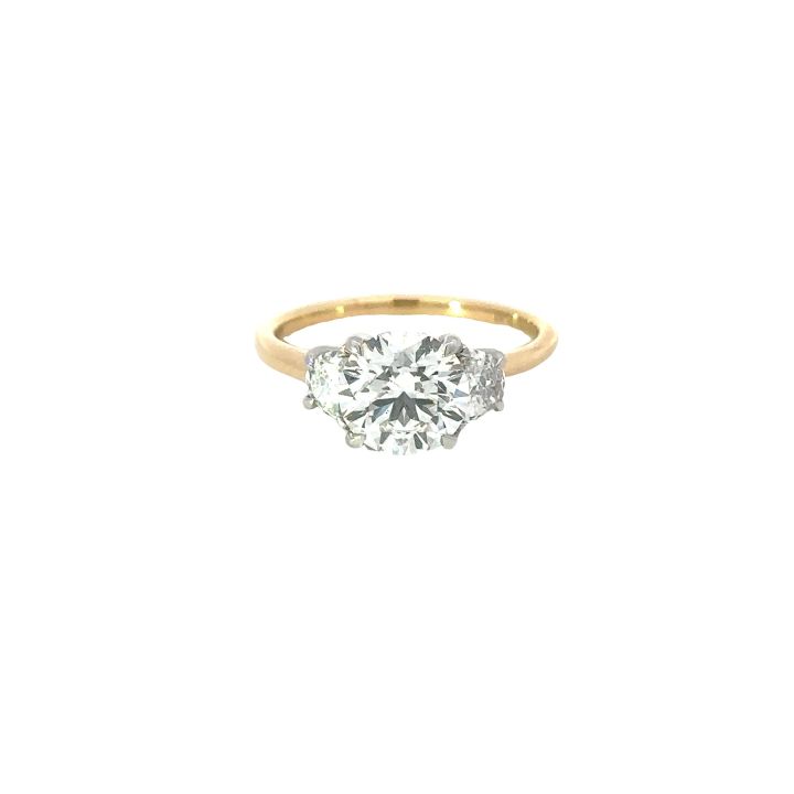 18ct Yellow Gold & Platinum 2.44ct Lab Grown Diamond Three Stone Ring