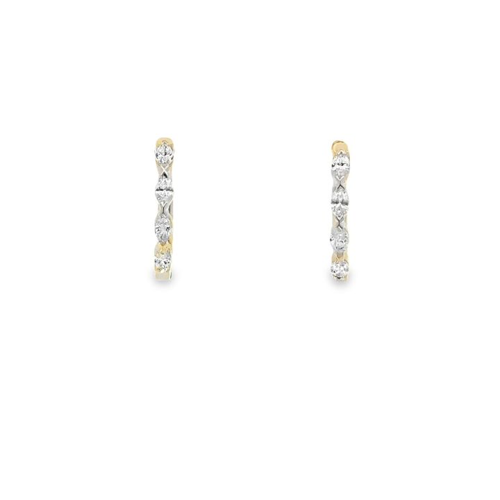 9ct Yellow Gold Marquise Diamond Hoop Earrings