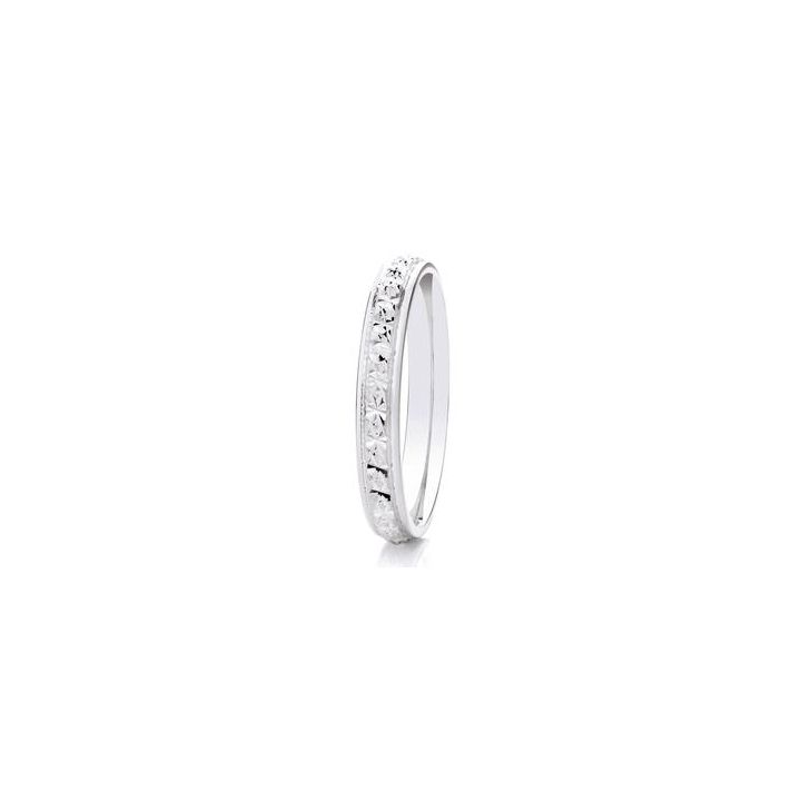 9ct White Gold Diamond Cut Wedding Ring