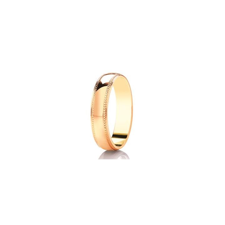 9ct Yellow Gold 4mm Beaded Edge Wedding Ring