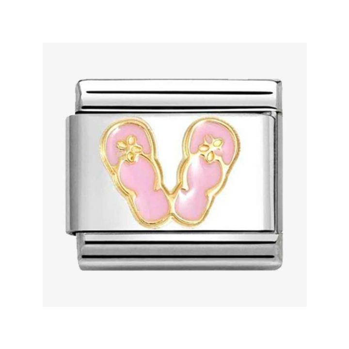 Nomination Gold Pink Flip Flops Charm